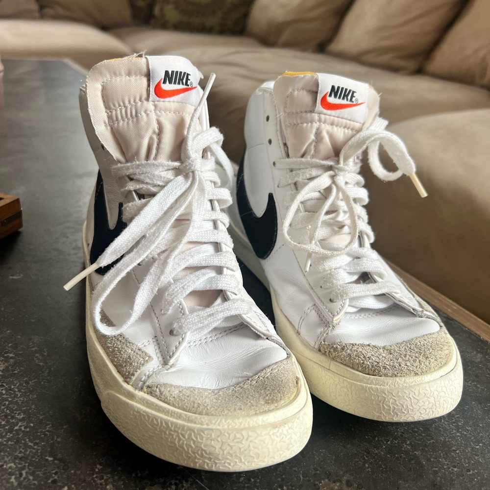 Nike White and Black High-Top Sneakers